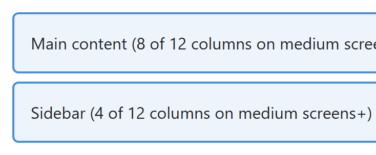 Rendered output: the same two boxes now stacked full-width one above the other, at a narrow mobile width below the md breakpoint
